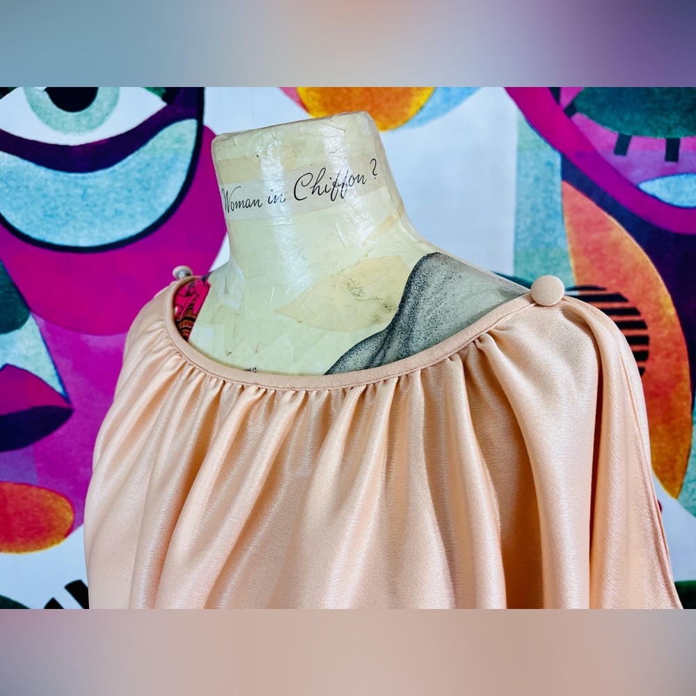 VTG 1970s Peach Maxi Dress - Picture 6 of 7